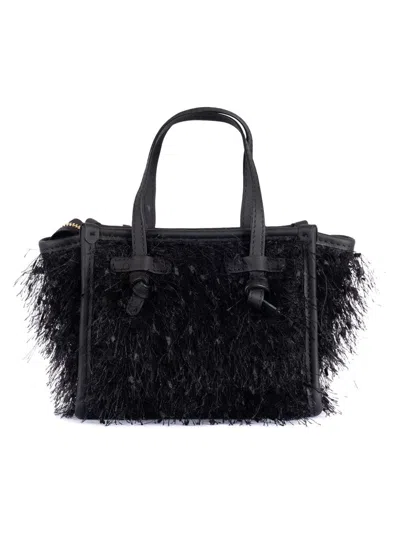 Gianni Chiarini Textured Handbag With Leather Accents In Black