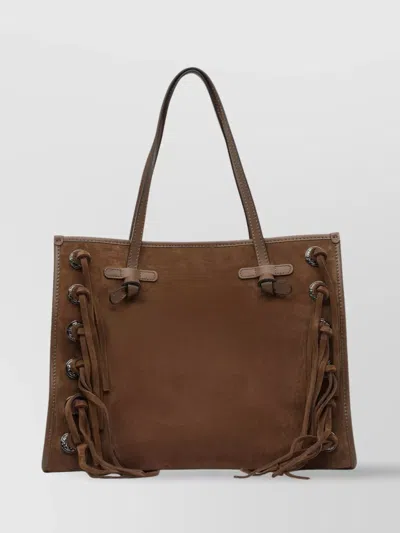 Gianni Chiarini Top Handle Shoulder Bag With Lace-up Detailing
