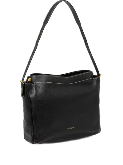 Gianni Chiarini Topstitch Leather Shoulder Bag In Black