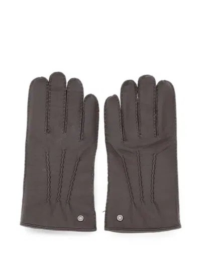 Gianni Chiarini Topstitched Leather Gloves In Brown