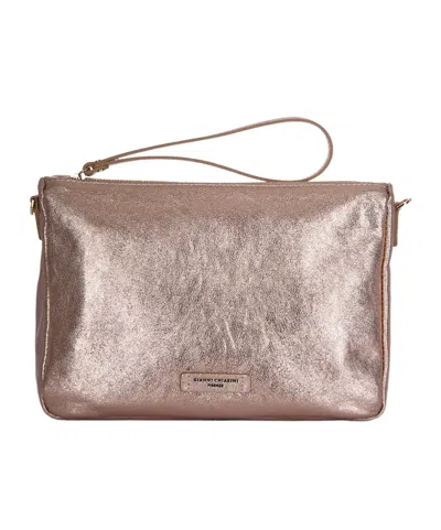 Gianni Chiarini Top-zip Wrist-strap Clutch Bag In Brown