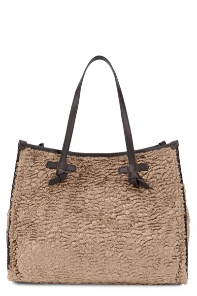 Gianni Chiarini Tote Bag In Faux Astrakhan In Neutral