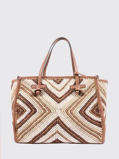 Gianni Chiarini Marcella Bag In Woven Straw In Brown