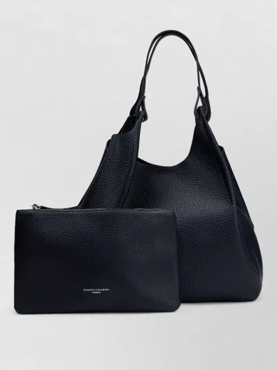 Gianni Chiarini Tote Shoulder Bag And Matching Pouch In Black