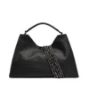 Gianni Chiarini Trapezoidal Double Grain Leather Handbag With Removable Strap In Black