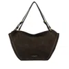 Gianni Chiarini Tulip-shape Suede Leather Shoulder Bag With Decorative Accents In Black
