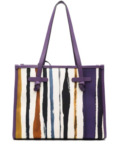 Gianni Chiarini Vibrant Striped Tote With Matching Pouch In Multicolor
