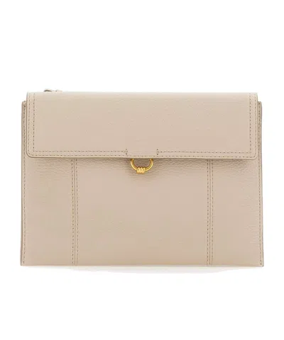 Gianni Chiarini Vicky Pebbled Leather Clutch Bag In Neutral