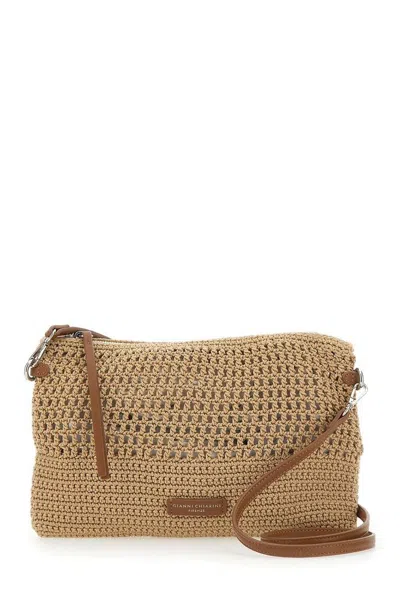 Gianni Chiarini Victoria Woven Handbag In Beige