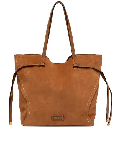 Gianni Chiarini Violette Suede Tote Bag Dual Handles In Brown