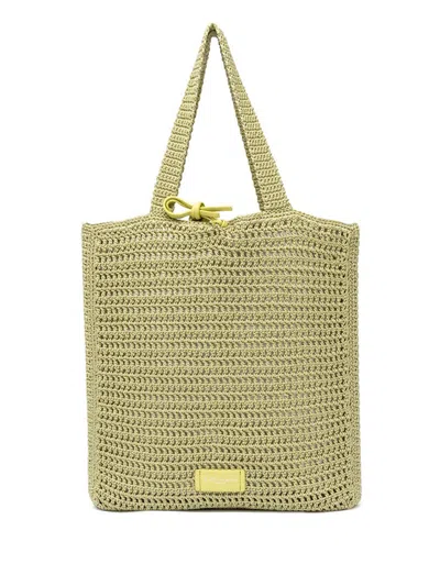 Gianni Chiarini Vittoria Yellow Shopping Bag In Crochet Fabric