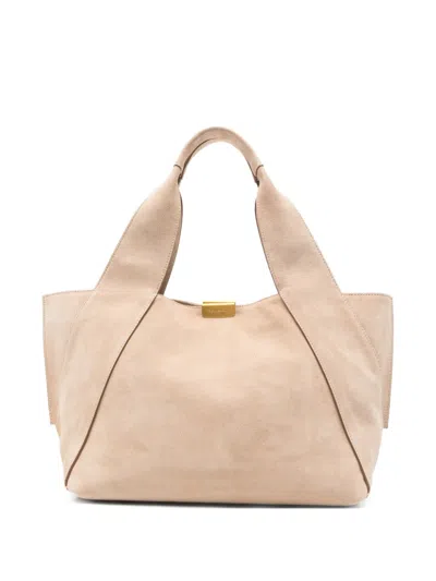 Gianni Chiarini Vivi Suede Tote Bag In Neutral