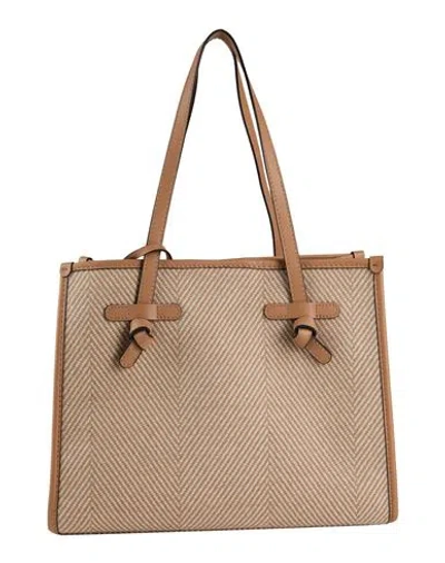 Gianni Chiarini Woman Handbag Camel Size - Leather, Textile Fibers In Sand