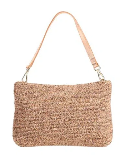 Gianni Chiarini Woman Handbag Khaki Size - Textile Fibers, Leather In Beige