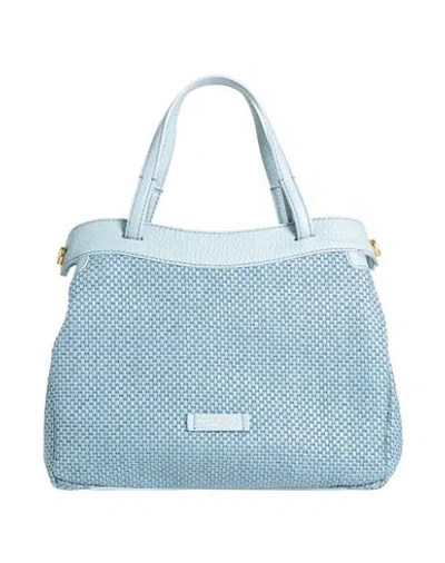 Gianni Chiarini Woman Handbag Light Blue Size - Natural Raffia, Leather