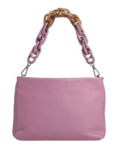 Gianni Chiarini Woman Handbag Mauve Size - Natural Raffia, Leather In Purple