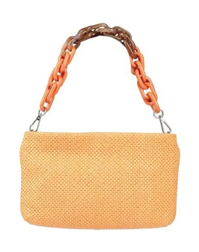 Gianni Chiarini Woman Handbag Orange Size - Natural Raffia, Leather