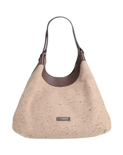 Gianni Chiarini Woman Shoulder Bag Beige Size - Textile Fibers, Leather In Sand