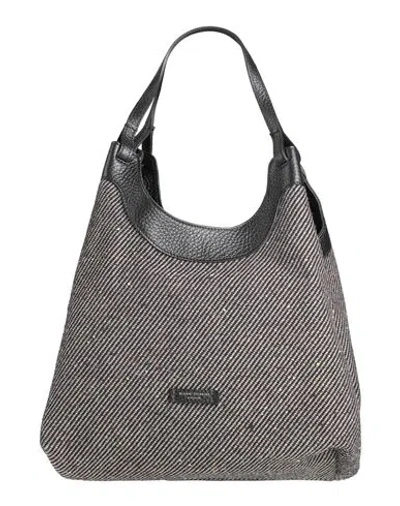 Gianni Chiarini Woman Shoulder Bag Black Size - Textile Fibers, Leather