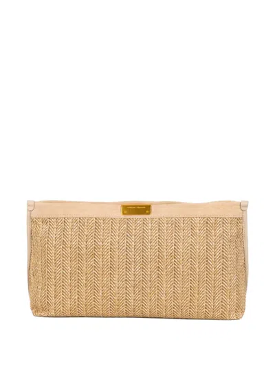 Gianni Chiarini Woven Clutch Bag In Neutral