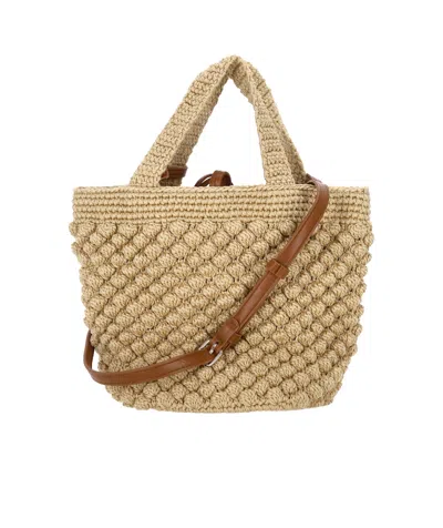 Gianni Chiarini Woven Crochet Shoulder Bag In Nude