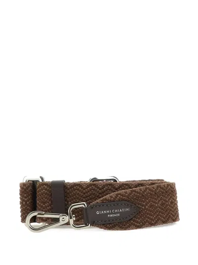 Gianni Chiarini Woven Leather-trim Shoulder Strap In Brown