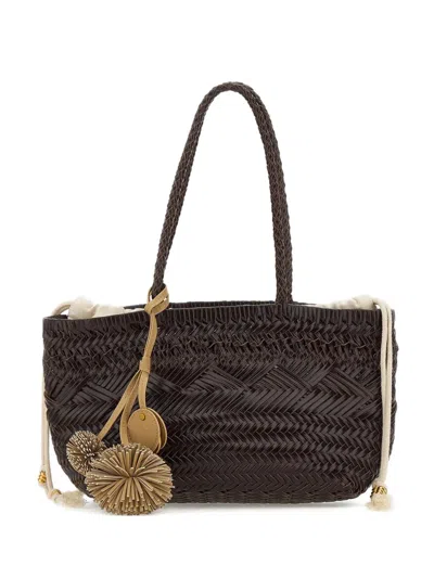 Gianni Chiarini Woven Tassel Leather Shoulder Bag In Brown