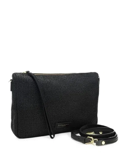Gianni Chiarini Woven-design Logo-patch Clutch Bag In Black