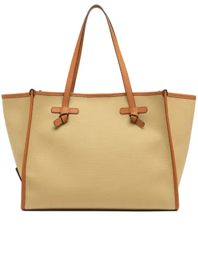 Gianni Chiarini Yellow Orange Canvas Handbag Marcella In Brown