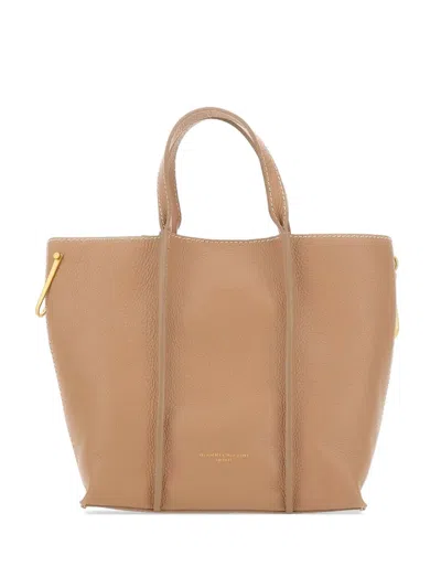 Gianni Chiarini Zahara Ribbed Grained Leather Tote Bag In Nude