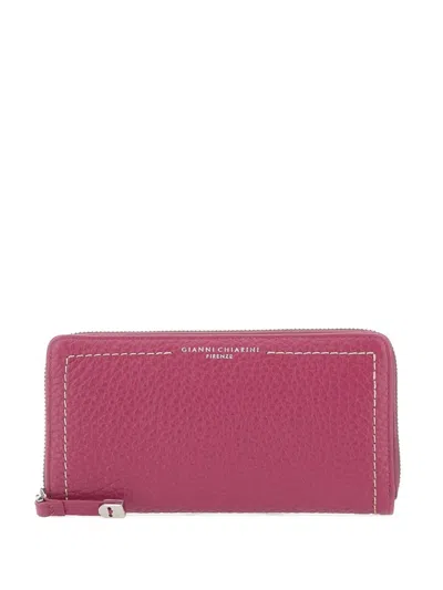 Gianni Chiarini Zip Grain Leather Wallet In Pink