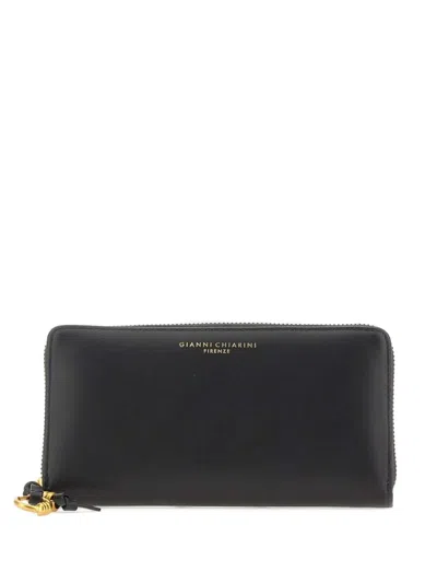 Gianni Chiarini Zip Leather Wallet In Blue