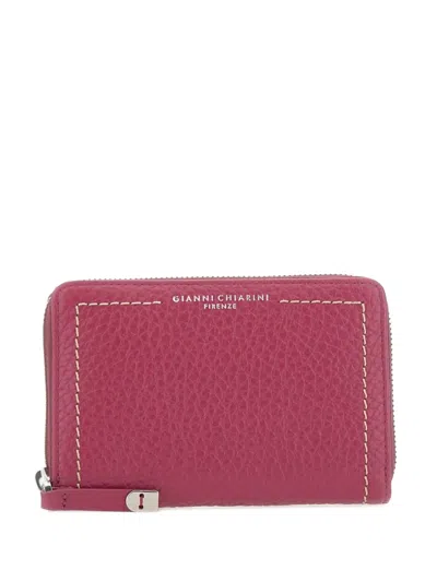 Gianni Chiarini Zip Stitching Leather Wallet In Pink