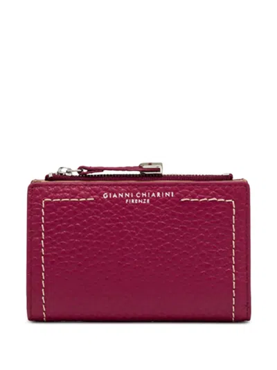 Gianni Chiarini Zip Topstitch Wallet In Red