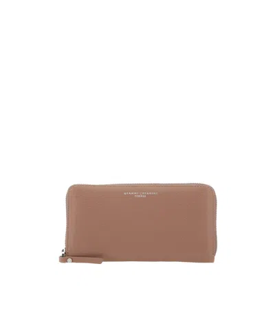 Gianni Chiarini Zip-around Pebbled Wallet In Brown