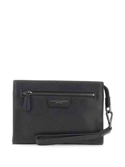 Gianni Chiarini Zip-fastening Leather Clutch Bag In Black