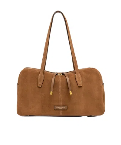 Gianni Chiarini Aryna Suede Top-handle Bag In Brown