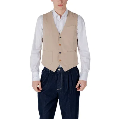 Gianni Lupo Beige Cotton Waistcoat In Multi