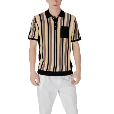 Gianni Lupo Black Viscose Polo Shirt In Multi