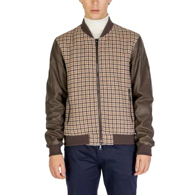 Gianni Lupo Brown Polyester Jacket In Multi