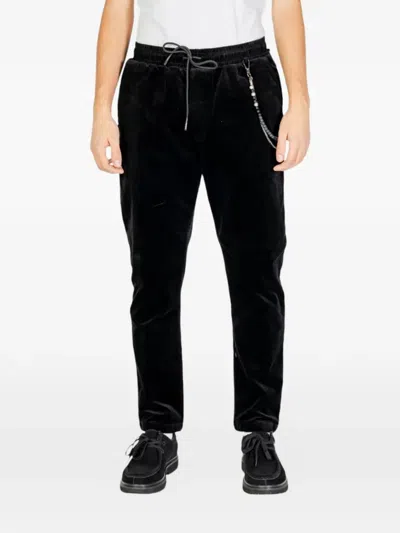 Gianni Lupo Corduroy Drawstring Trousers In Black