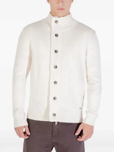 Gianni Lupo High-neck Button-up Cardigan In White