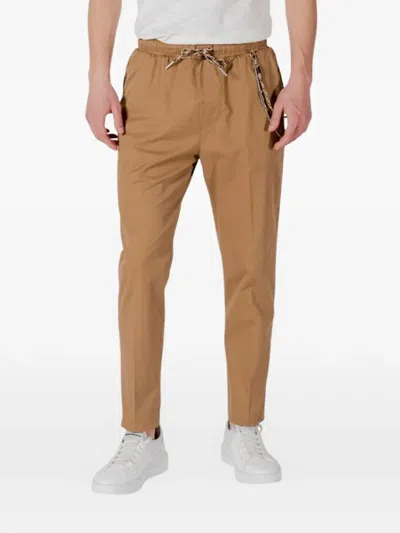 Gianni Lupo Leonard Drawstring Chain-detail Trousers In Brown