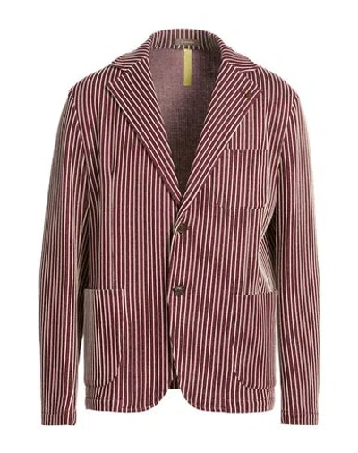 Gianni Lupo Man Blazer Burgundy Size L Cotton, Viscose, Polyester, Elastane In Multi