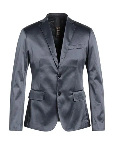 Gianni Lupo Man Blazer Lead Size L Cotton, Polyamide In Grey