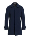 Gianni Lupo Man Coat Navy Size 36 Polyester, Viscose, Wool In Blue
