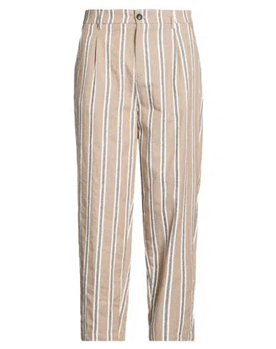 Gianni Lupo Man Pants Beige Size 30 Cotton, Polyester, Linen In Multi