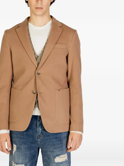 Gianni Lupo Notch-lapel Patch-pocket Suit In Orange