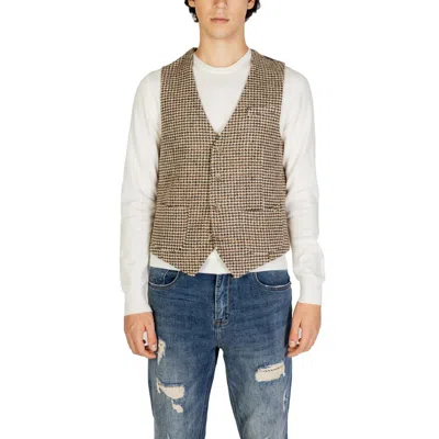 Gianni Lupo Wool Men's Vest In Sand