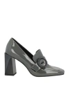 Gianni Marra Woman Loafers Lead Size 8 Soft Leather In Grey
